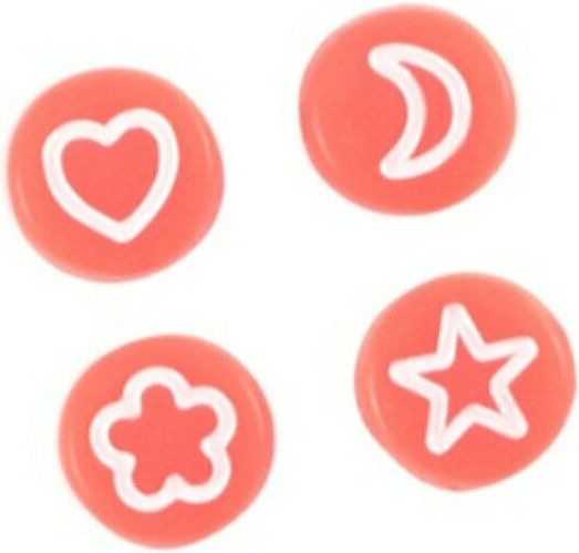 LETTERS SYMBOLS Acrylic Craft Beads Red 4pcs 7mm