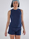 Women's Summer Blouse Cotton Sleeveless Navy Blue