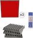 EQ Acoustics EQ-WD60G+CP60Red+Spray Set of Acoustic Treatment Materials in Wedge Design 60cm x 60cm x 50mm in Red Color