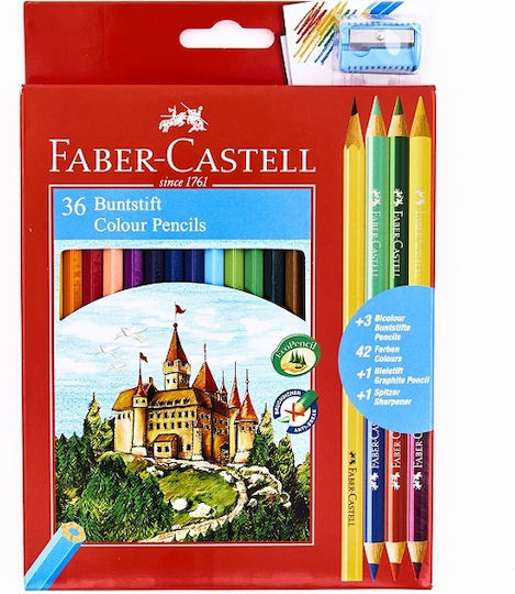 Faber-Castell Buntstift Colored Pencil Set + 3 Double + Sharpener Package of 1 packages