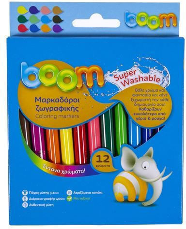 Boom Waschbare Zeichenmarker Dicke Set 12Stück