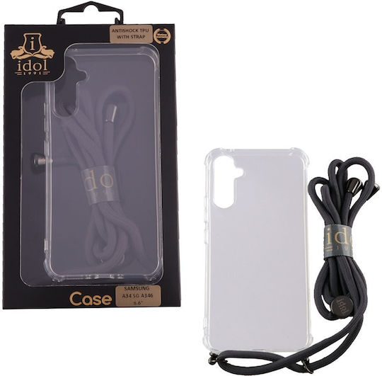 Idol 1991 Antishock Air Задна корица Силикон с Каишка Прозрачен (Galaxy A34)