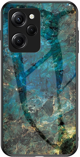 Marble Back Cover Σιλικόνης / Tempered Glass Πράσινο (Poco X5 Pro)