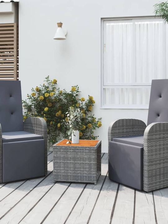 Garden & Outdoor Furniture Set for Small Outdoor Spaces 3 Pieces Gray with Pillows