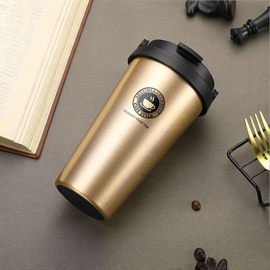 Factory Ποτήρι Θερμός Ανοξείδωτο 500ml Μπρονζέ με Επιστόμιο