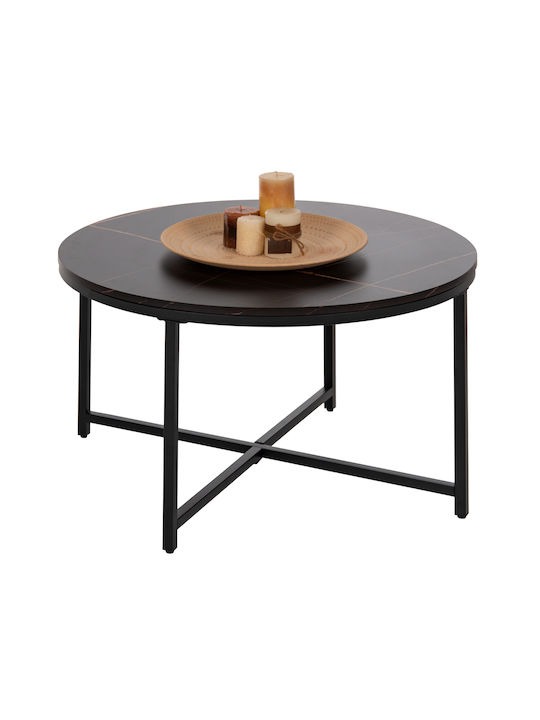 Round Coffee Table Wooden Black L80xW80xH48cm