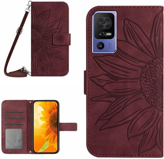 Sun Flower Wallet Burgundy (TCL 40 SE)