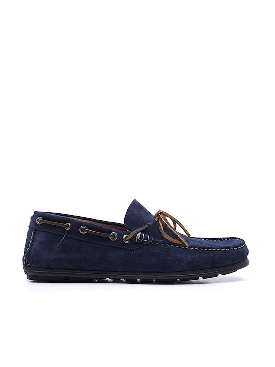 Damiani Men's Suede Boat Shoes Blue