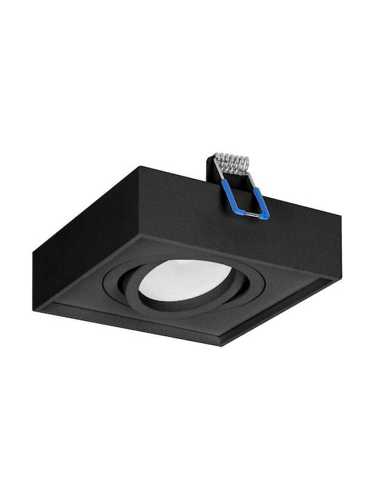Redled Square Metallic Recessed Spot with Socket GU10 Black 9.6x9.6cm. 1pcs