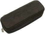 Polo Fabric Pencil Case with 2 Compartments Brown