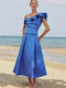 Desiree Σατέν Midi Φούστα σε Μπλε χρώμα