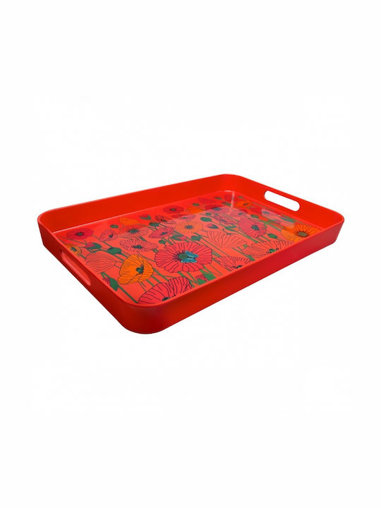 Pylones Kunststoff Rechteckig Serviertablett mit Griffen in Rot Farbe 53.7x34.7x5cm 1Stück