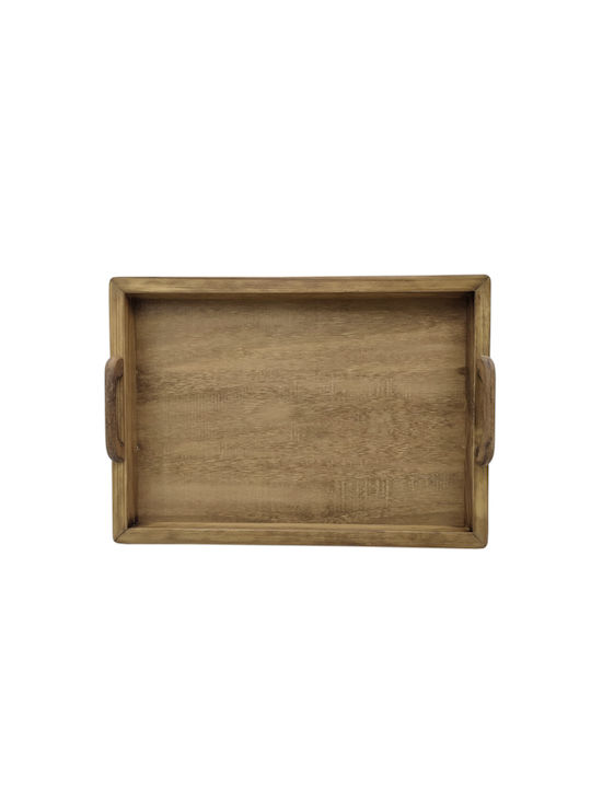 Korres Craft Wooden Rectangular Serving Tray with Handles in Pink Color 44x31x4.5cm 236-302-03 1pcs