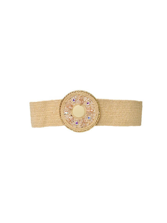 Potre Wide Elastic Women's Belt Beige