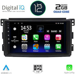 Digital IQ Sistem Audio Auto pentru Smart PentruPatru / PentruDoi 2007-2010 (Bluetooth/USB/AUX/WiFi/GPS/Apple-Carplay) cu Ecran Tactil 9"