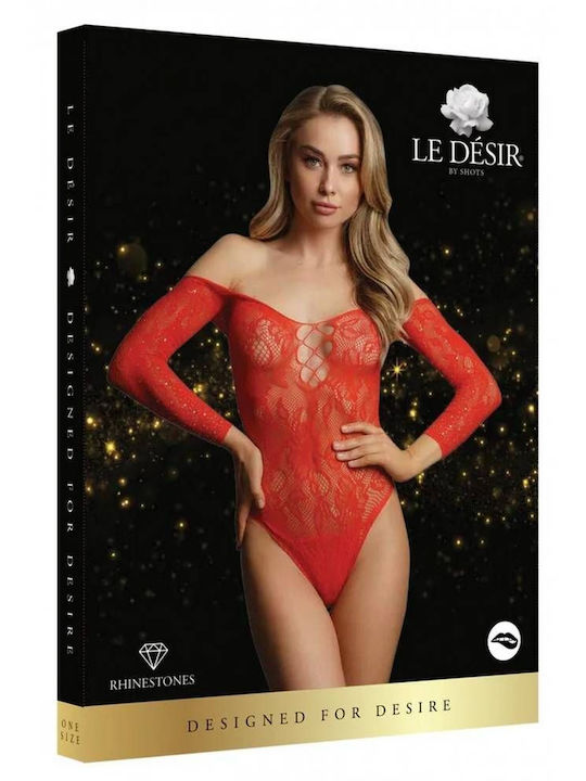 Le Désir Sexy Κορμάκι με Δαντέλα Κόκκινο