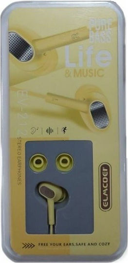 EV-212 In-Ear Freisprecheinrichtung Kopfhörer mit Stecker 3.5mm Κιτρινο
