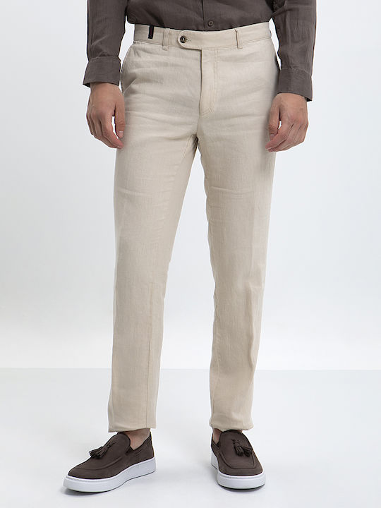 Vardas Linen Trousers Modern Fit Vardas Beige