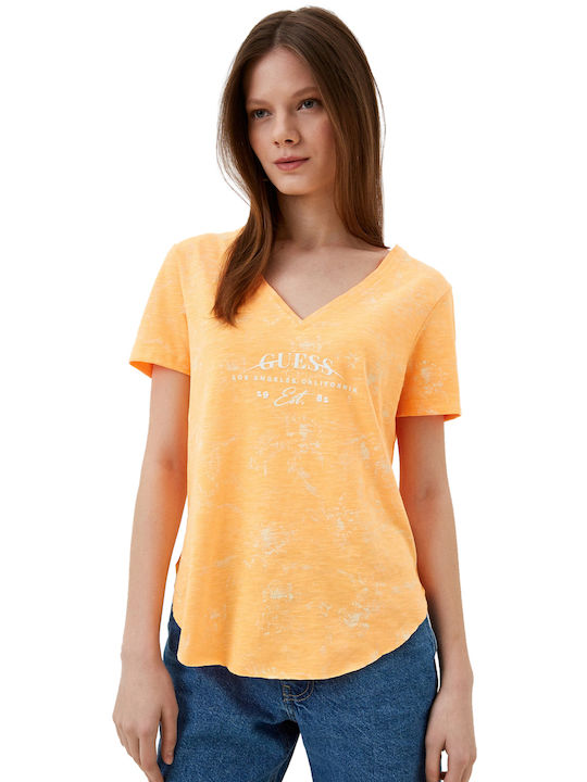Guess Women's T-shirt Floral Orange
