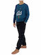 Happy Touch Kinder Schlafanzug Winterlich Petrol Blau