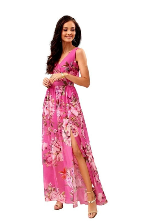 Roco Fashion Καλοκαιρινό Maxi Φόρεμα Ροζ
