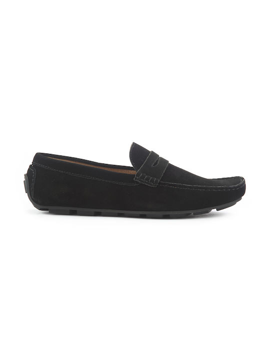 Fshoes Men's Leather Moccasins Black