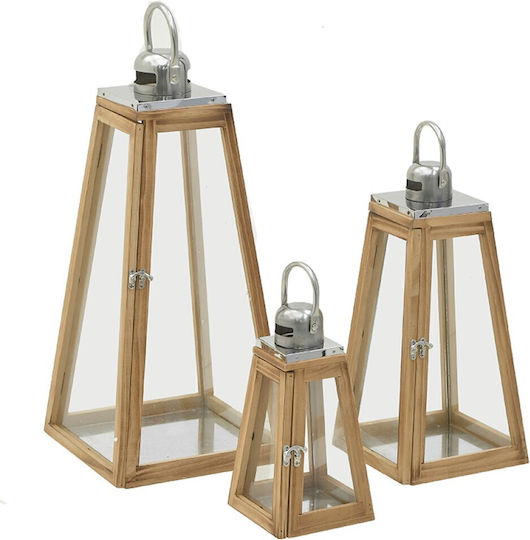 Inart Laterne Set Floortop Beige 24x24x51cm 3Stück