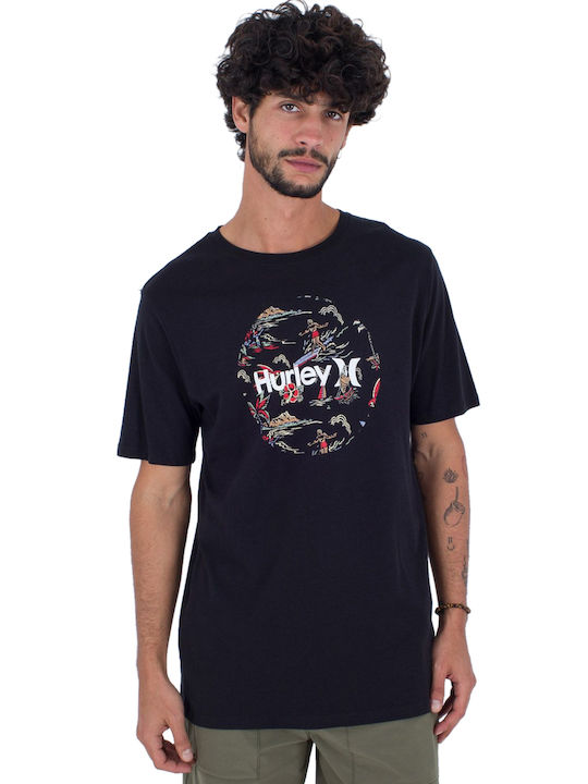 Hurley T-shirt Bărbătesc cu Mânecă Scurtă Negru