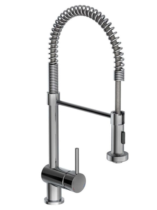 Schutte Tall U-Shaped Kitchen Faucet Counter with Shower Silver