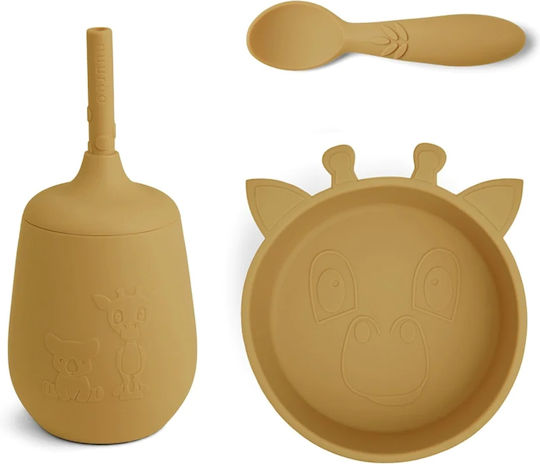 Nuuroo Feeding Set made of Silicone Yellow 3pcs