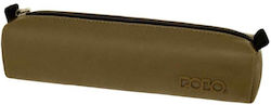 Polo Fabric Brown Pencil Case with 1 Compartment