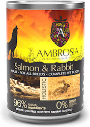 Ambrosia Canned Grain Free Wet Dog Food with Salmon and Rabbit 1 x 400gr