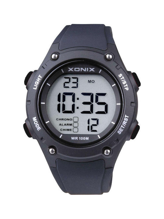 Xonix Ψηφιακό Ρολόι Χρονογράφος Μπαταρίας με Μαύρο Καουτσούκ Λουράκι