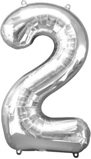 Balloon Foil Number 2 Silver 2 40cm