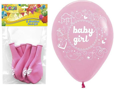 Σετ 6 Μπαλόνια Latex Ροζ "IT'S A GIRL" 30εκ.