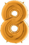 Balloon Foil Jumbo Number 8 Gold 50 "Νο 75cm