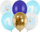 Set of 6 Balloons Latex Blue No1 30cm