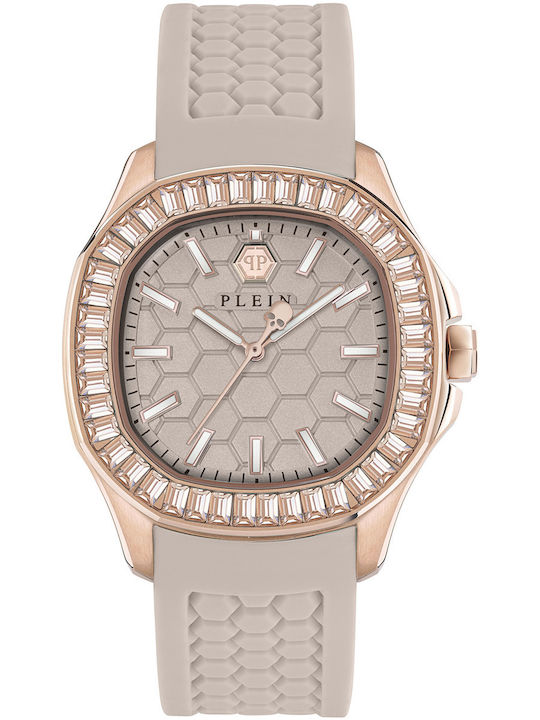 Philipp Plein Women's Watch with Beige Rubber S...