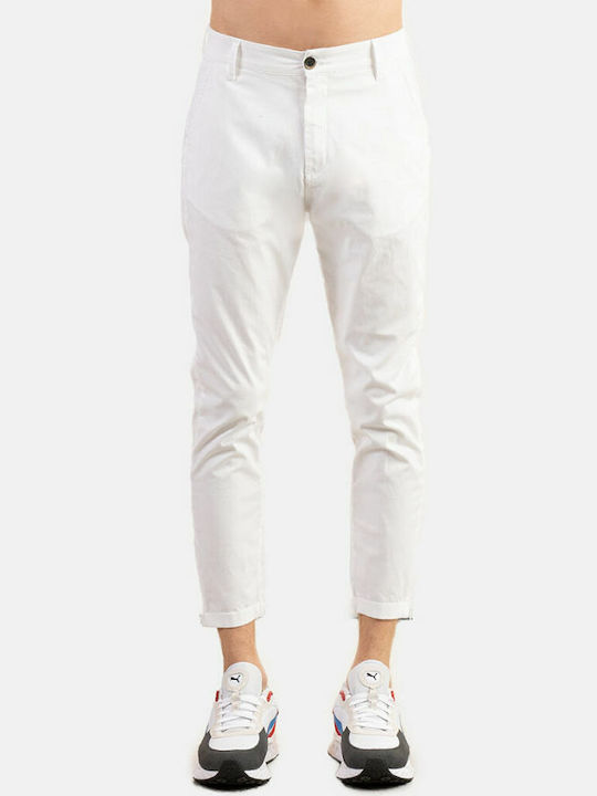 Cover Jeans Ανδρικό Παντελόνι Chino Ελαστικό σε Slim Εφαρμογή Λευκό