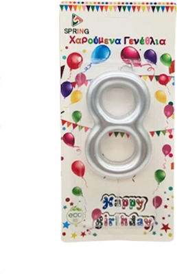 Birthday Candle Number "8" in Silver Color SDS-18558