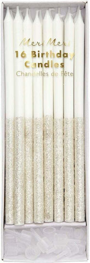 Meri Meri Birthday Candles Silver 16pcs 187036