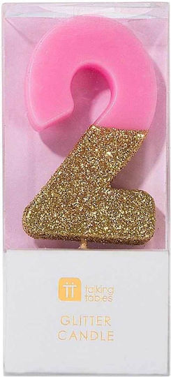 Talking Tables Geburtstagskerze Nummer "2" in Rosa Farbe BDAY-CANDLE-2