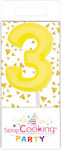 Birthday Candle Number "3" in Yellow Color