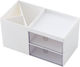 Plastic Desk Organizer Θήκη in White Color 9x9x17.5cm.