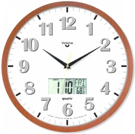Virtime Ρολόι Τοίχου Ξύλινο 1 Ø30cm