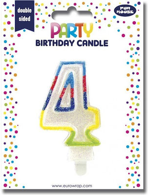 Birthday Candle Number "4" Multicolored