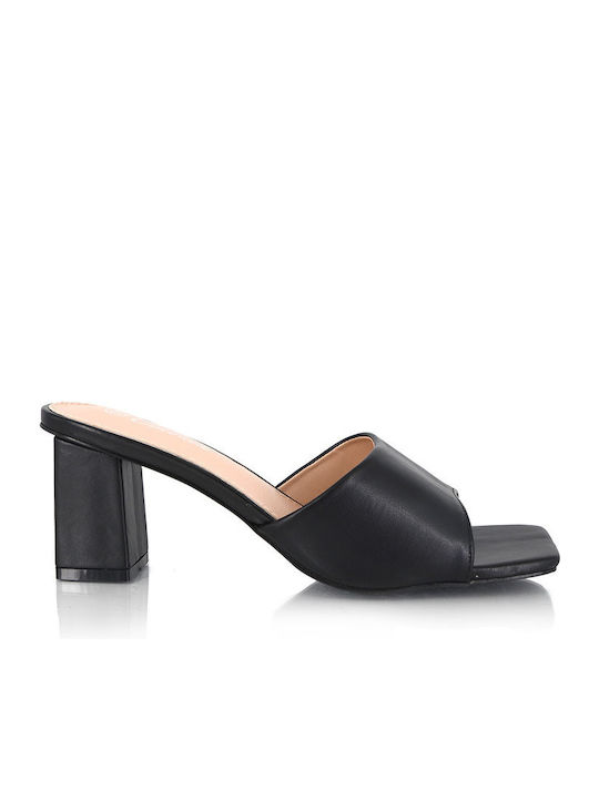 Malesa Chunky Heel Mules Black 2F6L5621-01