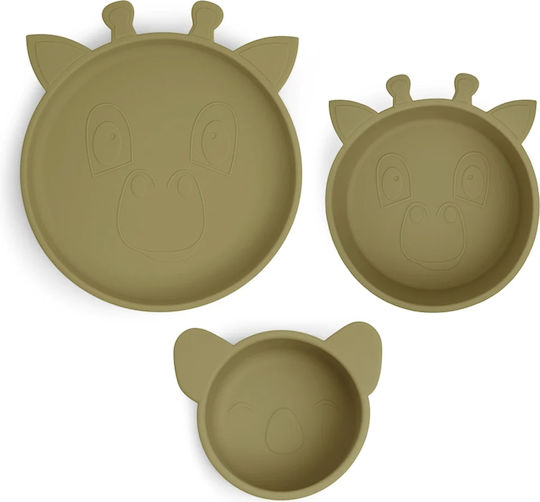 Nuuroo Baby Food Plate Benni Made of Silicone Green 3 Pieces