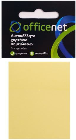 Officenet Αυτοκόλλητα Χαρτάκια Σημειώσεων 100 Φύλλων Κίτρινα 5x5cm