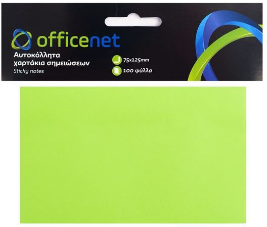 Officenet Самозалепващи Листчета За Бележки 100 Листа Зелени 12.5x12.5бр